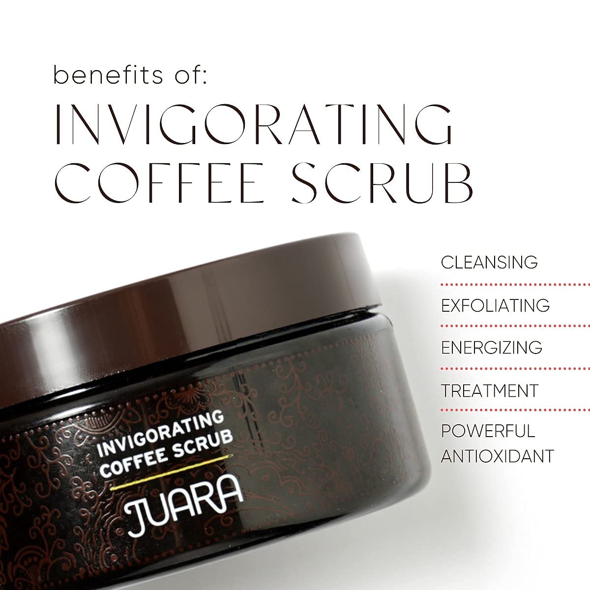 JUARA - Invigorating Coffee Scrub | Smooth Rough Skin | Body Exfoliator | Chocolate, Espresso Scent | Hydrating Polish | Rejuvenating Cleanse | Cruelty Free, Paraben, Sulfate Free, Vegetarian | 8 oz